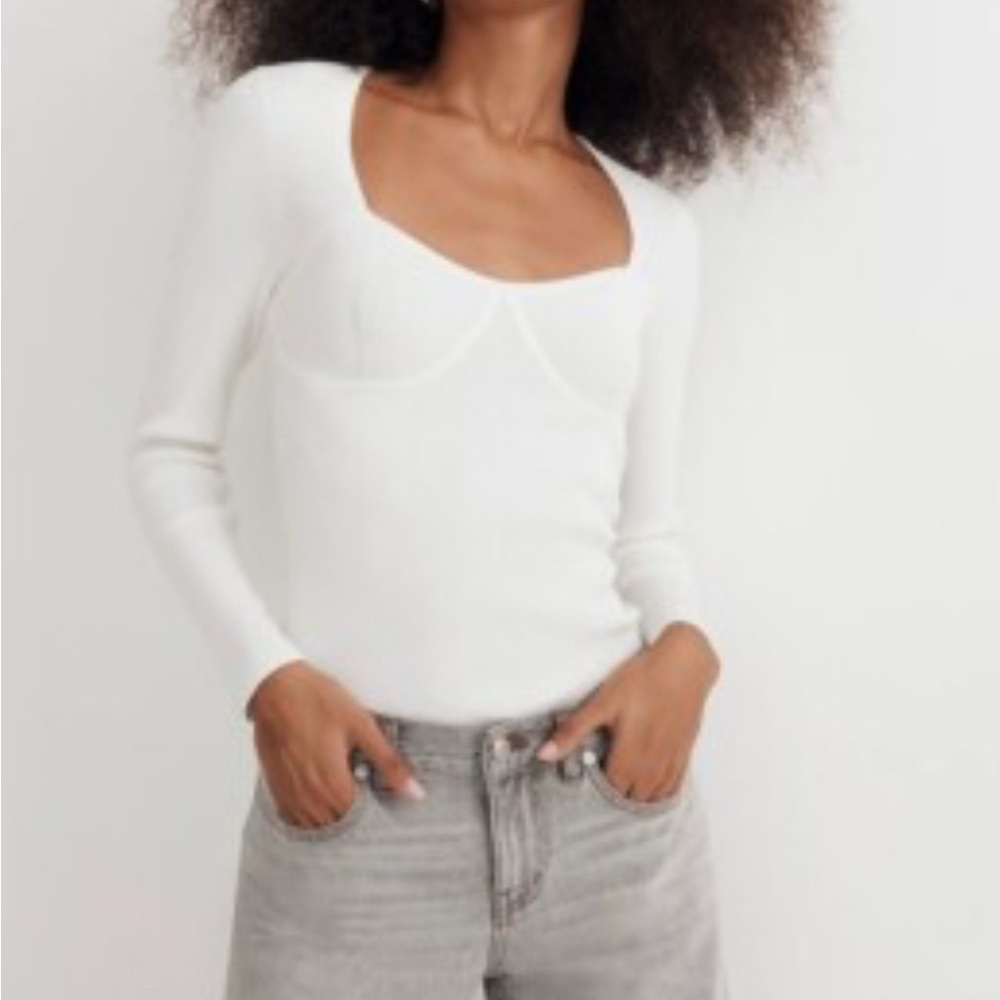 Madewell White Long Sleeve Dress